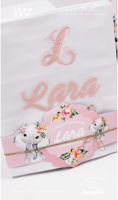 Trusou de botez cu elefantica si flori tropicale Elephant Baby Girl 1